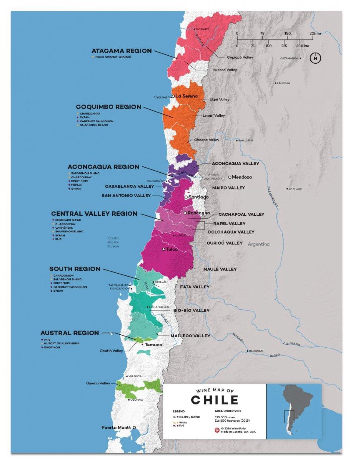Chile vin land karta