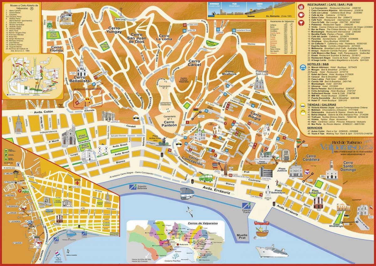 turist karta över valparaiso Chile