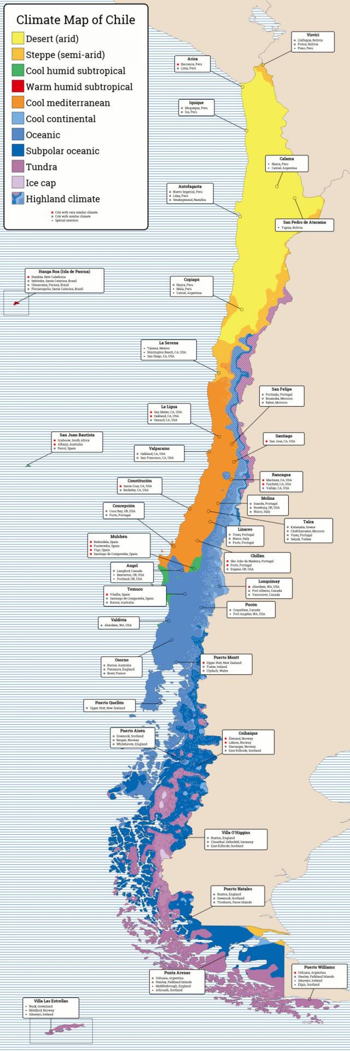 Karta över Chile klimat