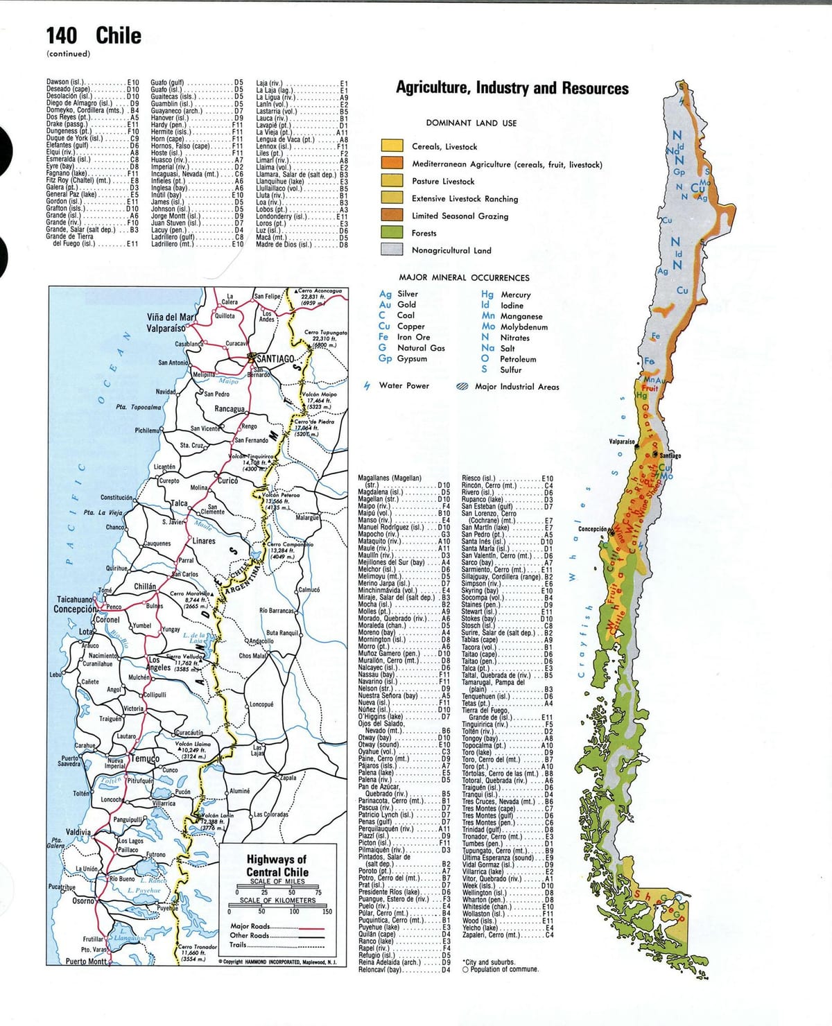 Karta över Chile naturresurser 