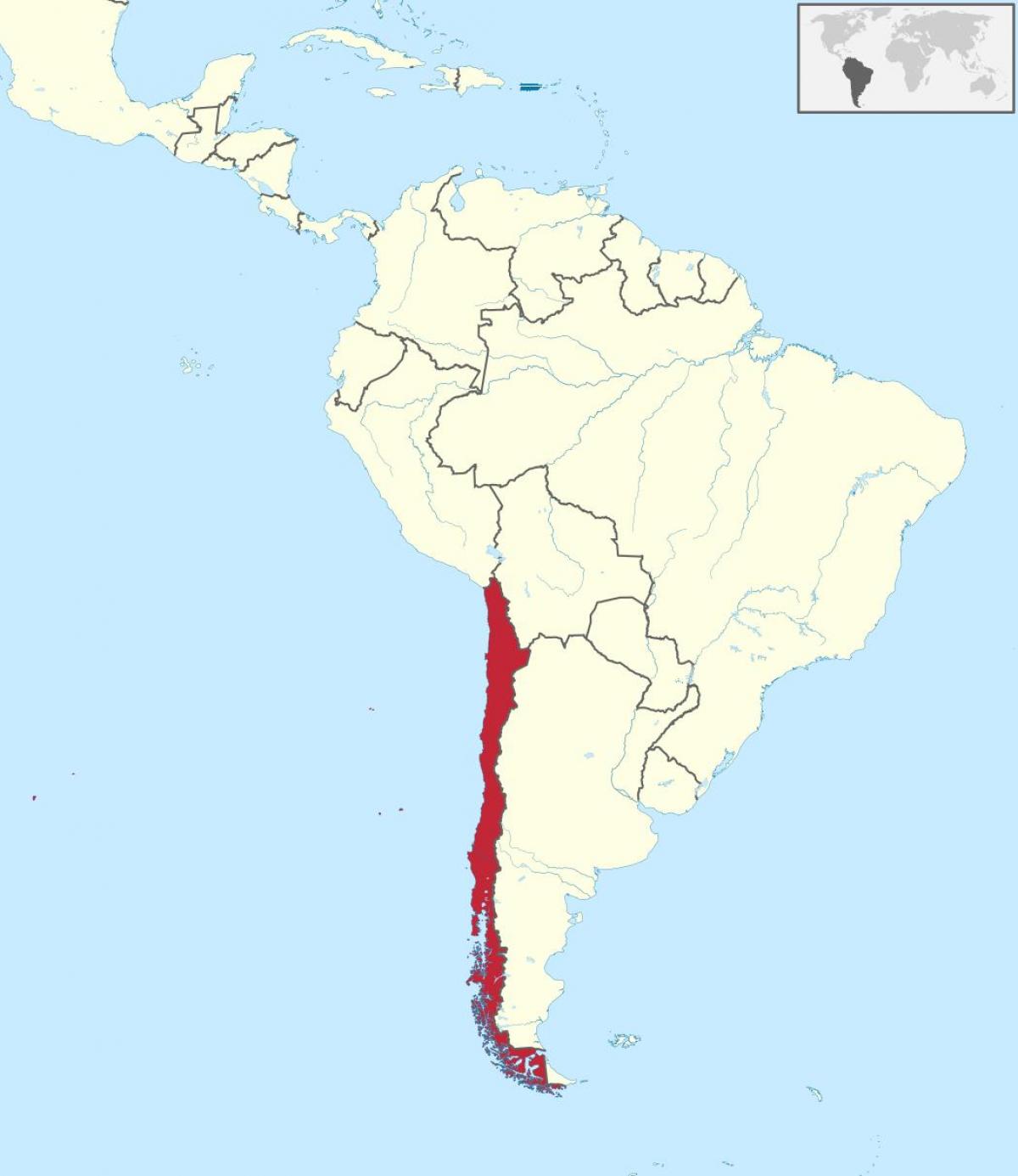 Chile i sydamerika karta