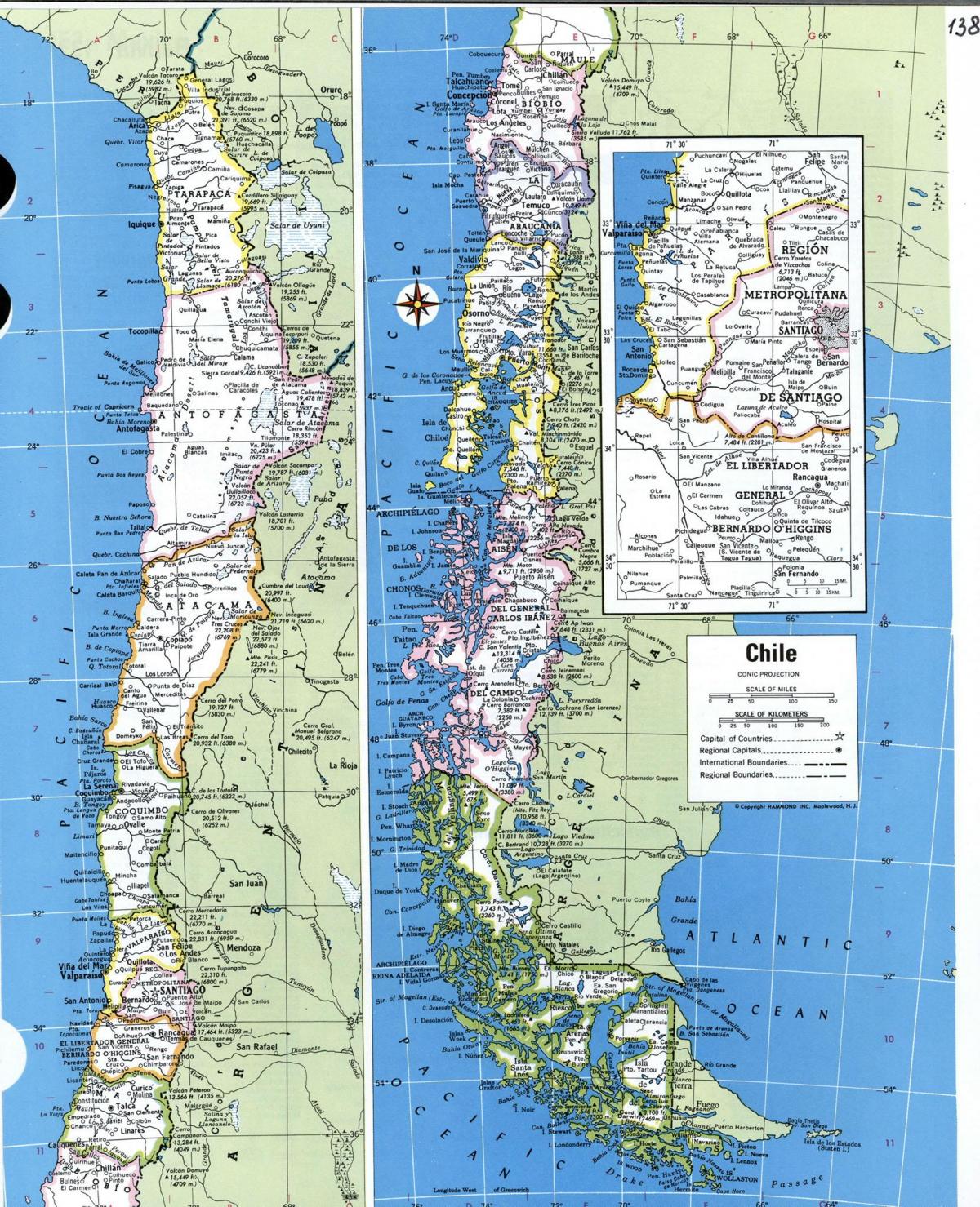 Karta över detaljerade Chile