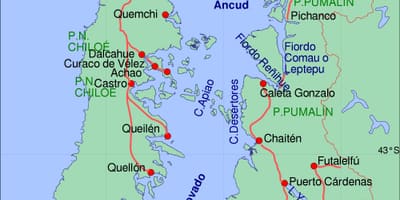 Karta över ön chiloe Chile