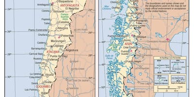 Karta över Chile med städer