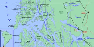 Karta över Chilenska glaciärer